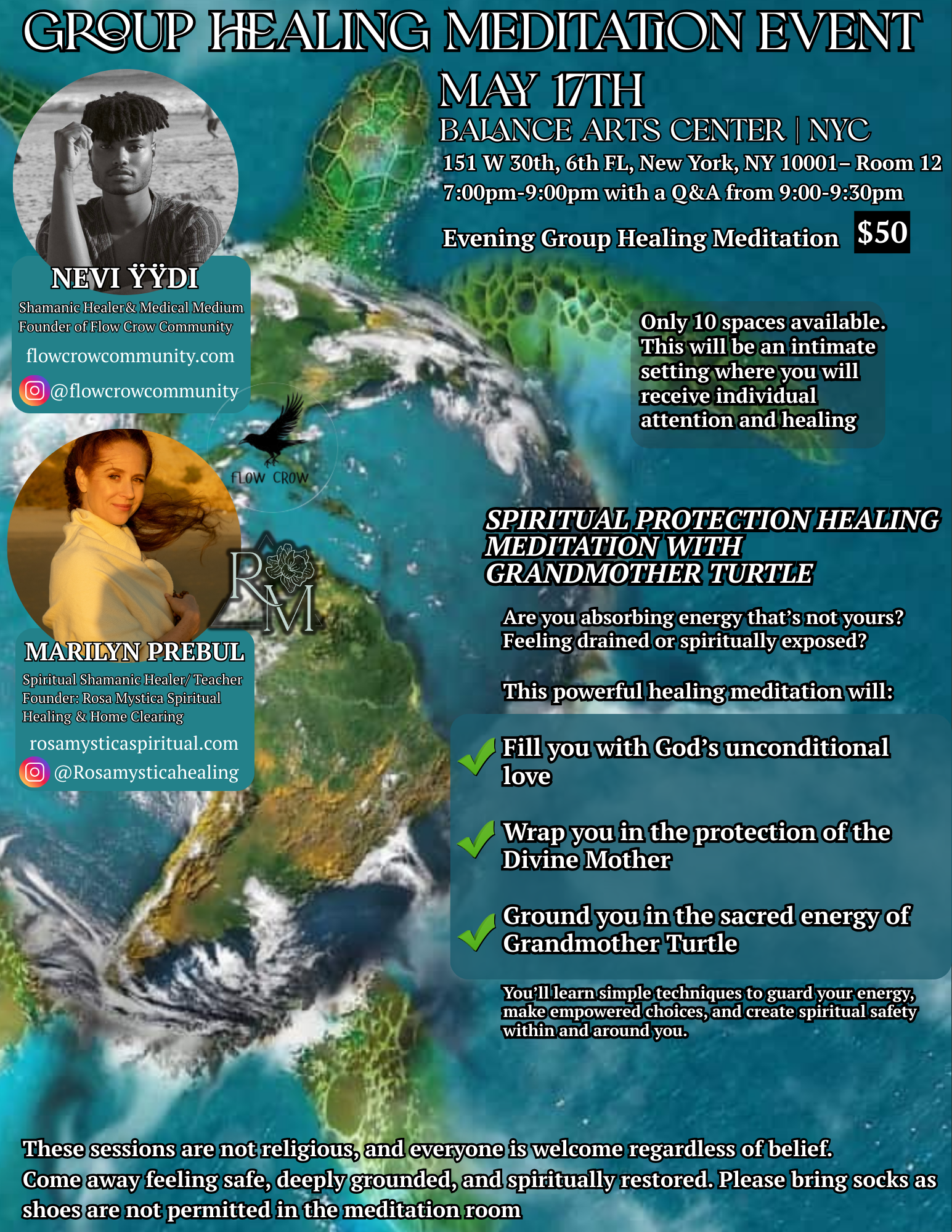 Event flyer for group healing meditation