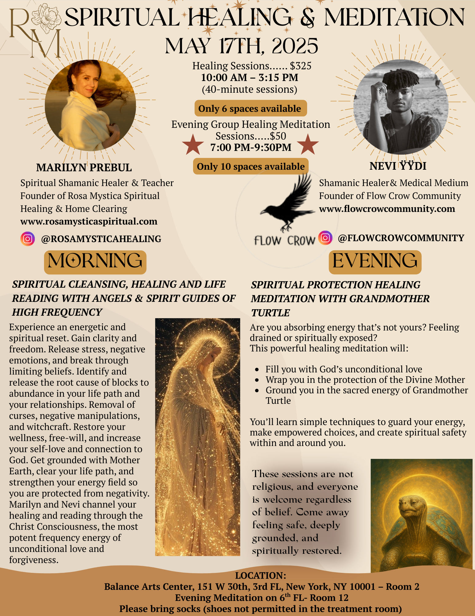 A flyer describing two healing events
